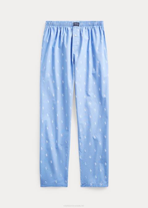 Men Ralph Lauren Signature Pony Pajama Pant 4DJ21669 Beach Blue/White