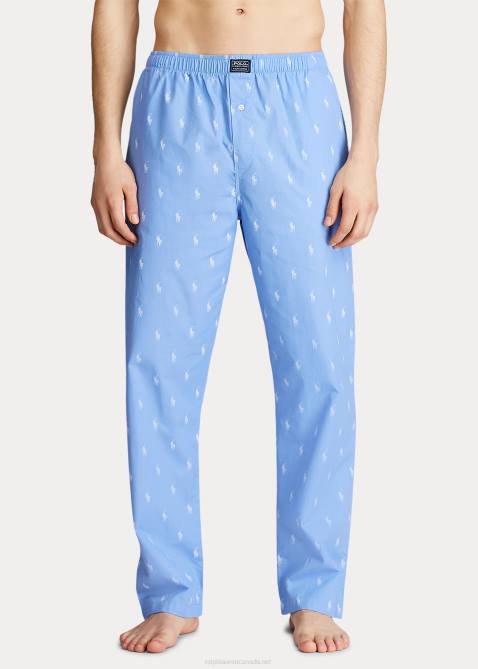 Men Ralph Lauren Signature Pony Pajama Pant 4DJ21669 Beach Blue/White
