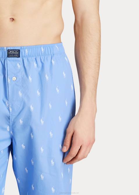 Men Ralph Lauren Signature Pony Pajama Pant 4DJ21669 Beach Blue/White