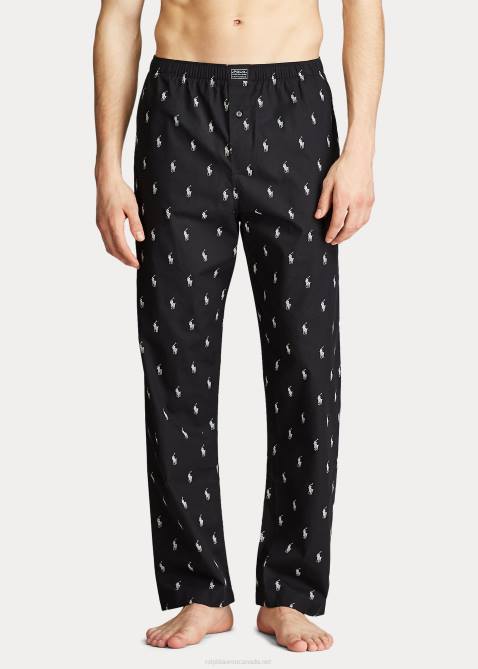 Men Ralph Lauren Signature Pony Pajama Pant 4DJ21670 Black/White