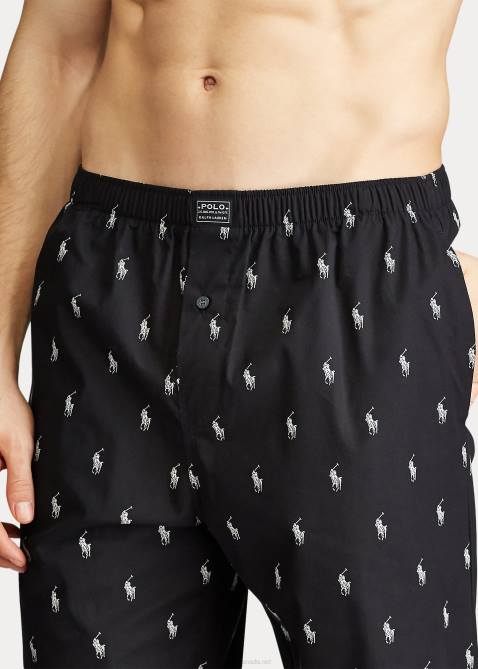 Men Ralph Lauren Signature Pony Pajama Pant 4DJ21670 Black/White