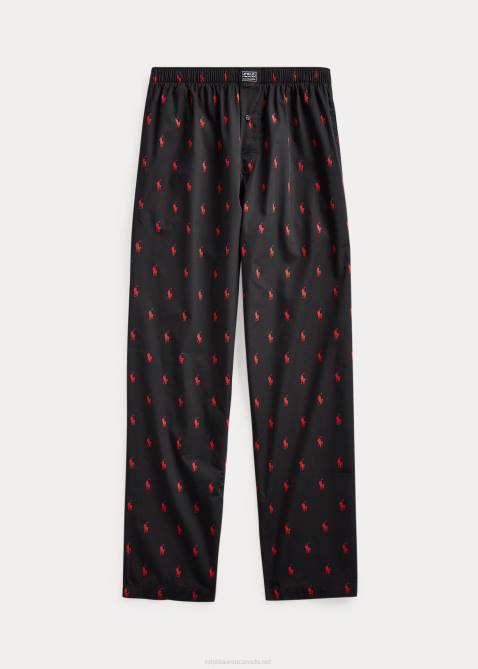 Men Ralph Lauren Signature Pony Pajama Pant 4DJ21671 RL Black/Rl2000 Red