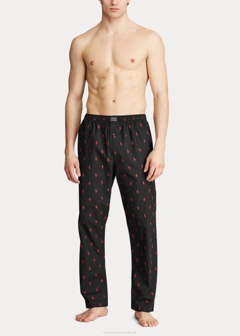 Men Ralph Lauren Signature Pony Pajama Pant 4DJ21671 RL Black/Rl2000 Red