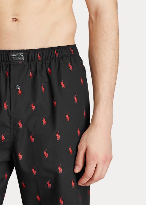 Men Ralph Lauren Signature Pony Pajama Pant 4DJ21671 RL Black/Rl2000 Red