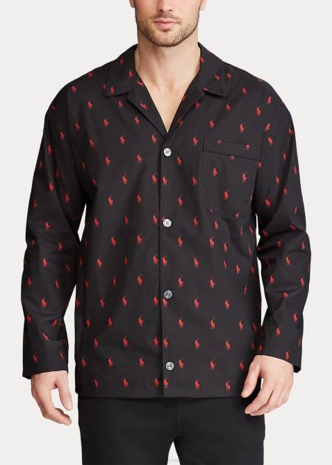 Men Ralph Lauren Signature Pony Pajama Shirt 4DJ21648 RL Black/Rl2000 Red
