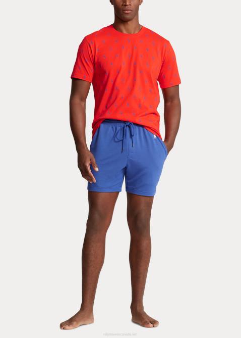 Men Ralph Lauren Signature Pony Sleep Shirt 4DJ2534 Bright Poppy/Rugby Royal