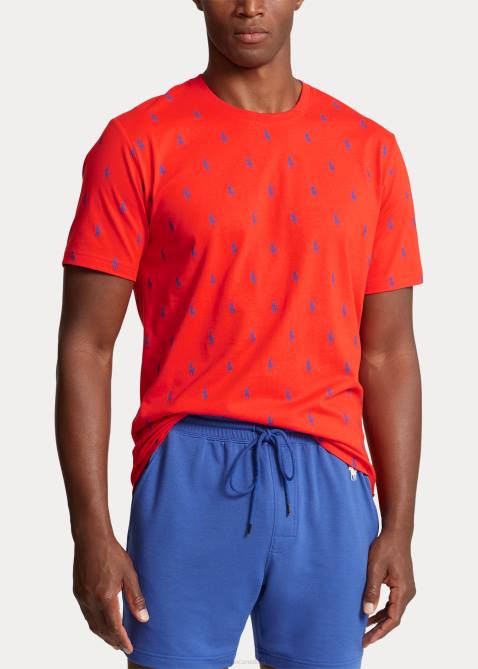 Men Ralph Lauren Signature Pony Sleep Shirt 4DJ2534 Bright Poppy/Rugby Royal