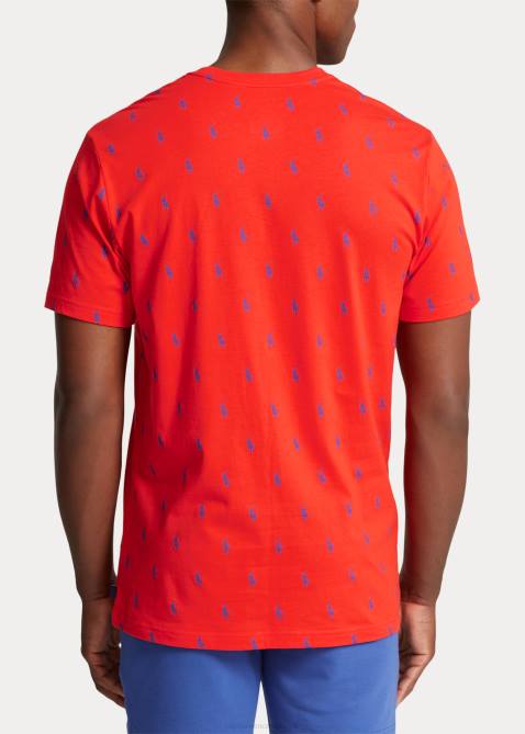 Men Ralph Lauren Signature Pony Sleep Shirt 4DJ2534 Bright Poppy/Rugby Royal