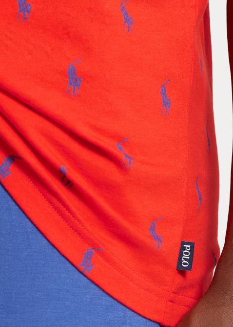 Men Ralph Lauren Signature Pony Sleep Shirt 4DJ2534 Bright Poppy/Rugby Royal