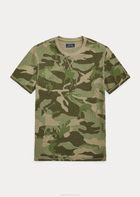 Men Ralph Lauren Waffle-Knit Sleep Shirt 4DJ2442 Olive Player Camo