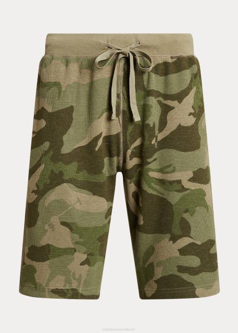 Men Ralph Lauren Waffle-Knit Sleep Short 4DJ2325 Olive Player Camo