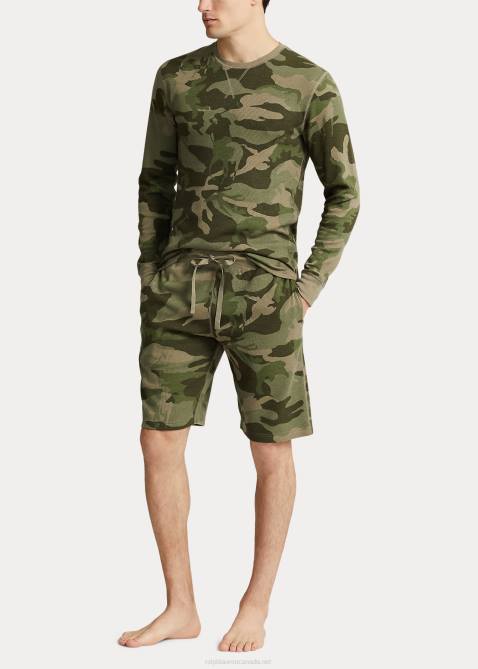 Men Ralph Lauren Waffle-Knit Sleep Short 4DJ2325 Olive Player Camo