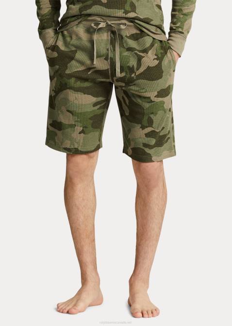 Men Ralph Lauren Waffle-Knit Sleep Short 4DJ2325 Olive Player Camo