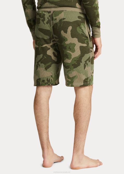 Men Ralph Lauren Waffle-Knit Sleep Short 4DJ2325 Olive Player Camo