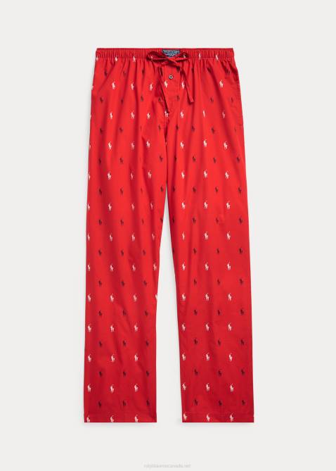 Men Ralph Lauren Woven Cotton Pajama Pant 4DJ21170 Red/Navy/White