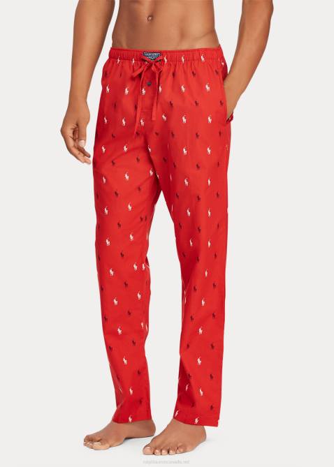 Men Ralph Lauren Woven Cotton Pajama Pant 4DJ21170 Red/Navy/White
