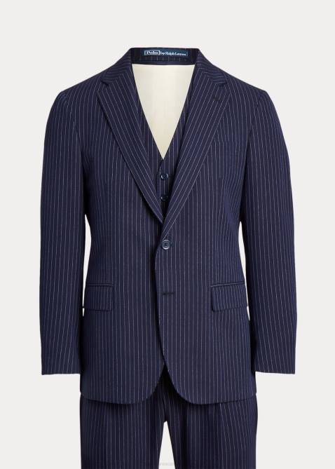 Men Ralph Lauren Polo Pinstripe Dobby 3-Piece Suit 4DJ21226 Navy/Cream