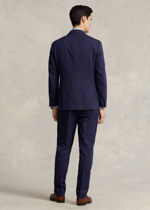 Men Ralph Lauren Polo Pinstripe Dobby 3-Piece Suit 4DJ21226 Navy/Cream
