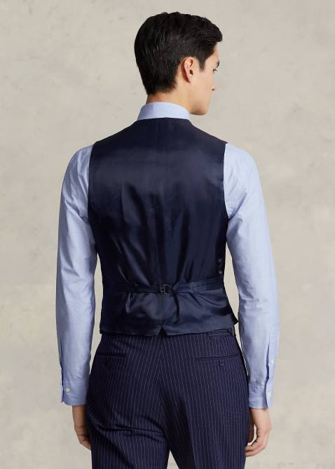 Men Ralph Lauren Polo Pinstripe Dobby 3-Piece Suit 4DJ21226 Navy/Cream