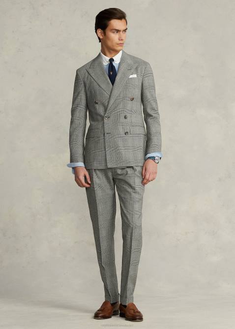 Men Ralph Lauren Polo Soft Glen Plaid Wool Suit 4DJ28604 Black/Cream/Blue