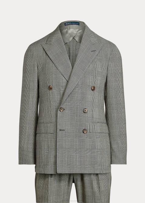 Men Ralph Lauren Polo Soft Glen Plaid Wool Suit 4DJ28604 Black/Cream/Blue