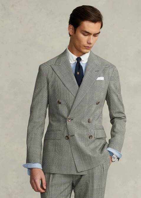 Men Ralph Lauren Polo Soft Glen Plaid Wool Suit 4DJ28604 Black/Cream/Blue