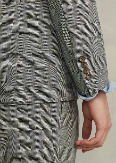 Men Ralph Lauren Polo Soft Glen Plaid Wool Suit 4DJ28604 Black/Cream/Blue