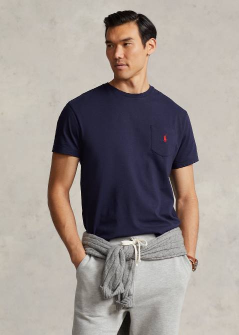 Men Ralph Lauren Jersey Pocket T-Shirt-All Fits 4DJ2247 Ink