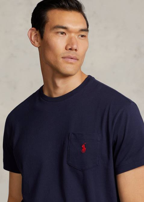 Men Ralph Lauren Jersey Pocket T-Shirt-All Fits 4DJ2247 Ink