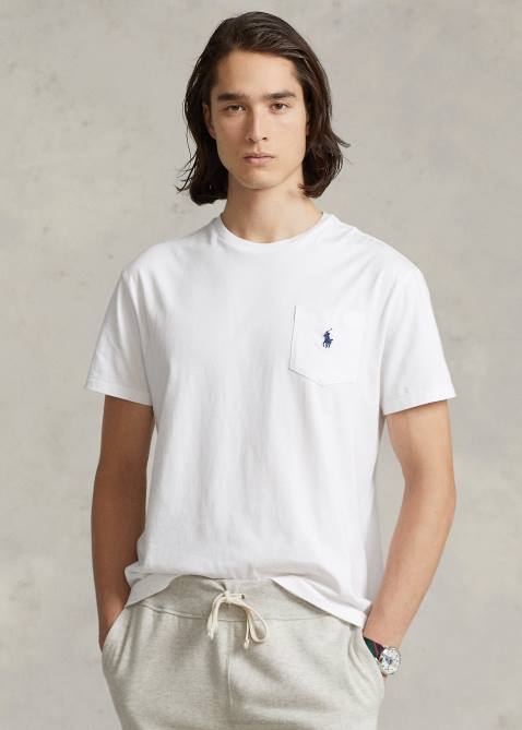 Men Ralph Lauren Jersey Pocket T-Shirt-All Fits 4DJ2248 White