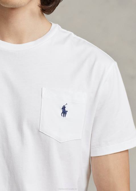 Men Ralph Lauren Jersey Pocket T-Shirt-All Fits 4DJ2248 White