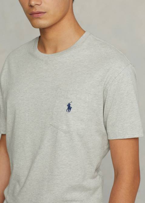 Men Ralph Lauren Jersey Pocket T-Shirt-All Fits 4DJ2249 Taylor Heather