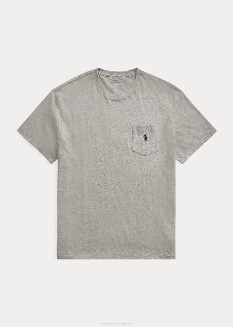 Men Ralph Lauren Jersey Pocket T-Shirt-All Fits 4DJ2250 Dark Vintage Heather