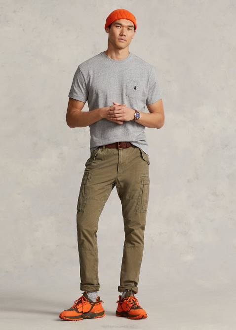 Men Ralph Lauren Jersey Pocket T-Shirt-All Fits 4DJ2250 Dark Vintage Heather