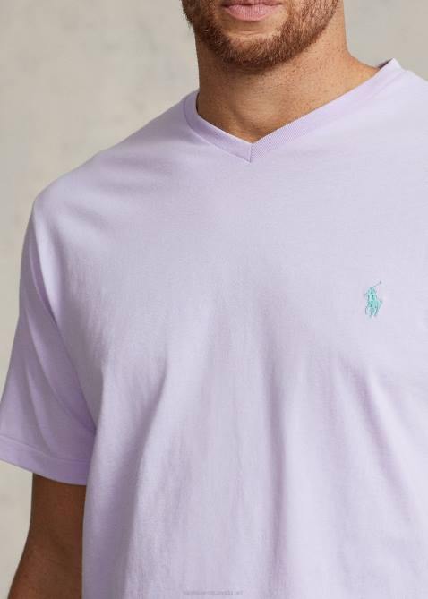 Men Ralph Lauren Jersey V-Neck T-Shirt 4DJ21415 Flower Purple