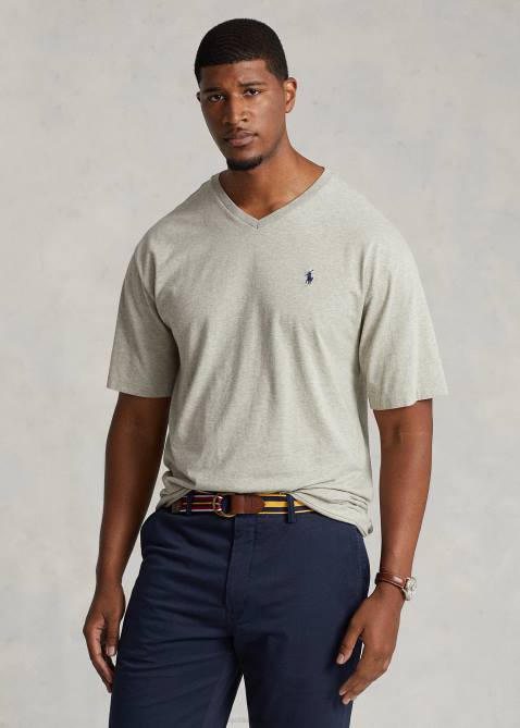 Men Ralph Lauren Jersey V-Neck T-Shirt 4DJ21844 New Grey Heather