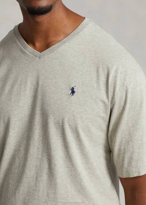 Men Ralph Lauren Jersey V-Neck T-Shirt 4DJ21844 New Grey Heather