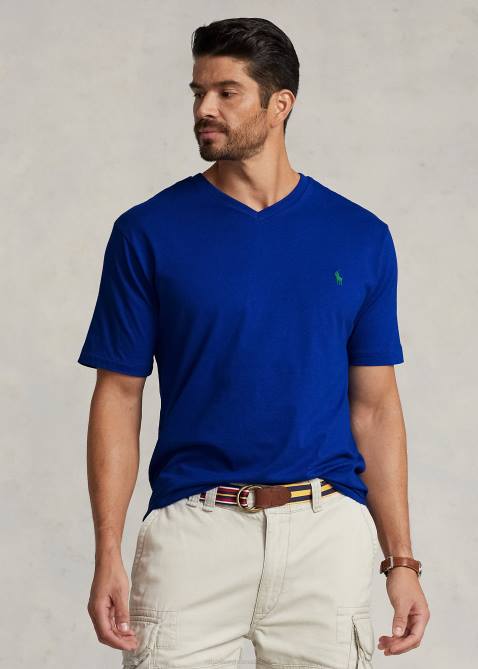 Men Ralph Lauren Jersey V-Neck T-Shirt 4DJ21846 Sapphire Star