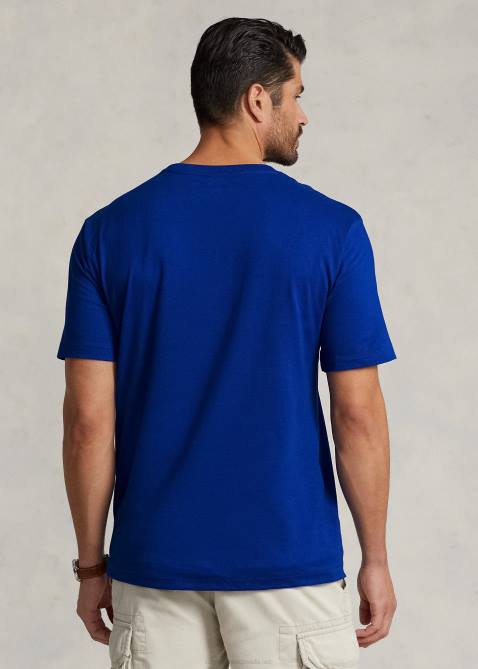 Men Ralph Lauren Jersey V-Neck T-Shirt 4DJ21846 Sapphire Star