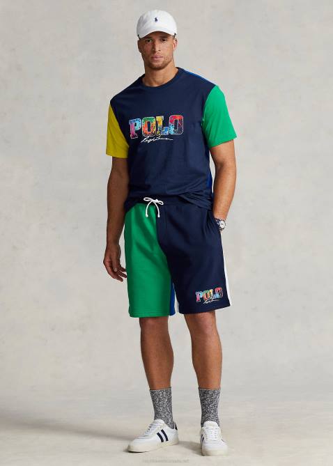 Men Ralph Lauren Logo Color-Blocked Jersey T-Shirt 4DJ21500 Cruise Navy Multi