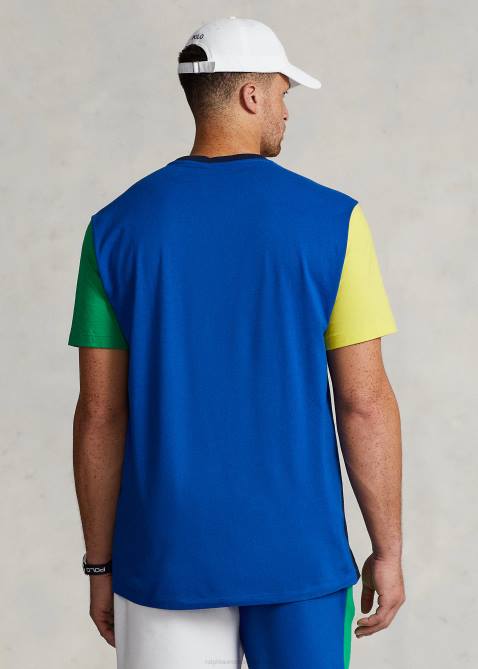 Men Ralph Lauren Logo Color-Blocked Jersey T-Shirt 4DJ21500 Cruise Navy Multi