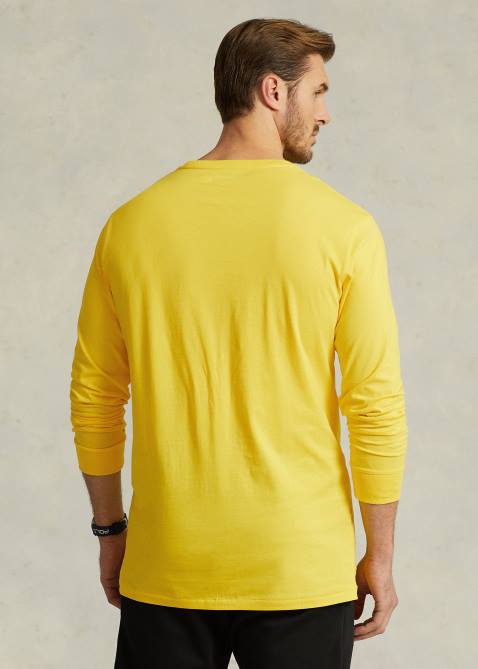 Men Ralph Lauren Logo Jersey Crewneck T-Shirt 4DJ21373 Lemon Crush