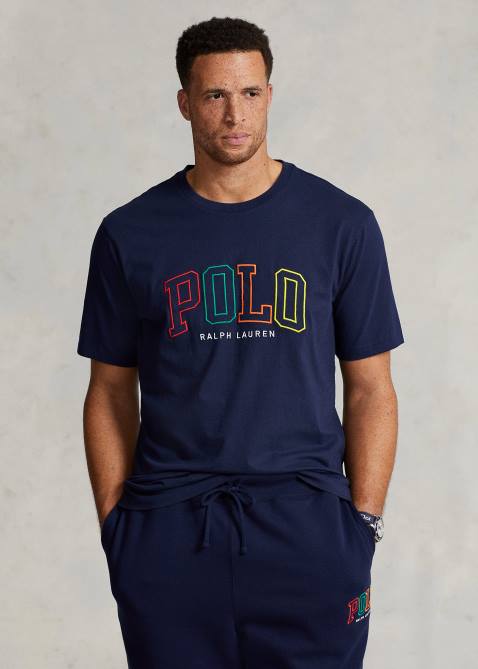 Men Ralph Lauren Logo Jersey T-Shirt 4DJ21501 Cruise Navy