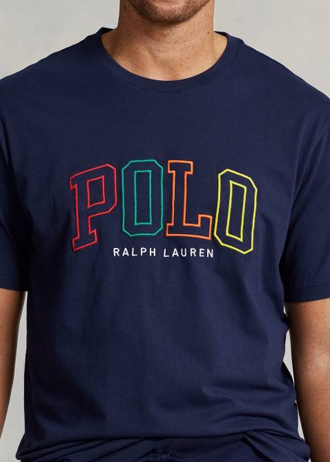 Men Ralph Lauren Logo Jersey T-Shirt 4DJ21501 Cruise Navy