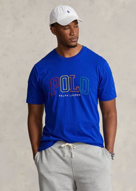 Men Ralph Lauren Logo Jersey T-Shirt 4DJ21502 Sapphire Star