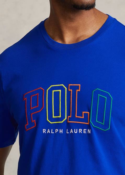 Men Ralph Lauren Logo Jersey T-Shirt 4DJ21502 Sapphire Star