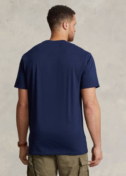 Men Ralph Lauren Logo Jersey T-Shirt 4DJ21624 Cruise Navy