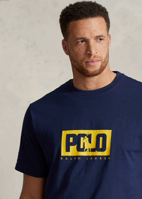 Men Ralph Lauren Logo Jersey T-Shirt 4DJ21624 Cruise Navy