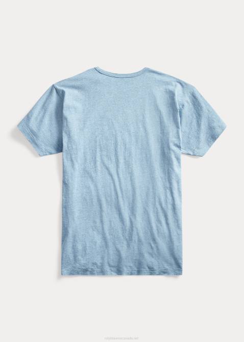 Men Ralph Lauren Logo Jersey T-Shirt 4DJ21695 Krrl054-Heather Blue