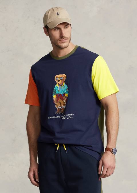 Men Ralph Lauren Polo Bear Color-Blocked Jersey T-Shirt 4DJ21328 Cruise Navy Bear